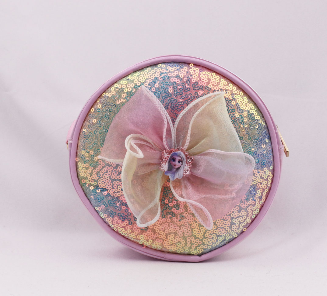 Frozen Princess Style Kids Crossbody Bag | Iridescent Sequin & 3D Bow Decor | Versatile Bag for