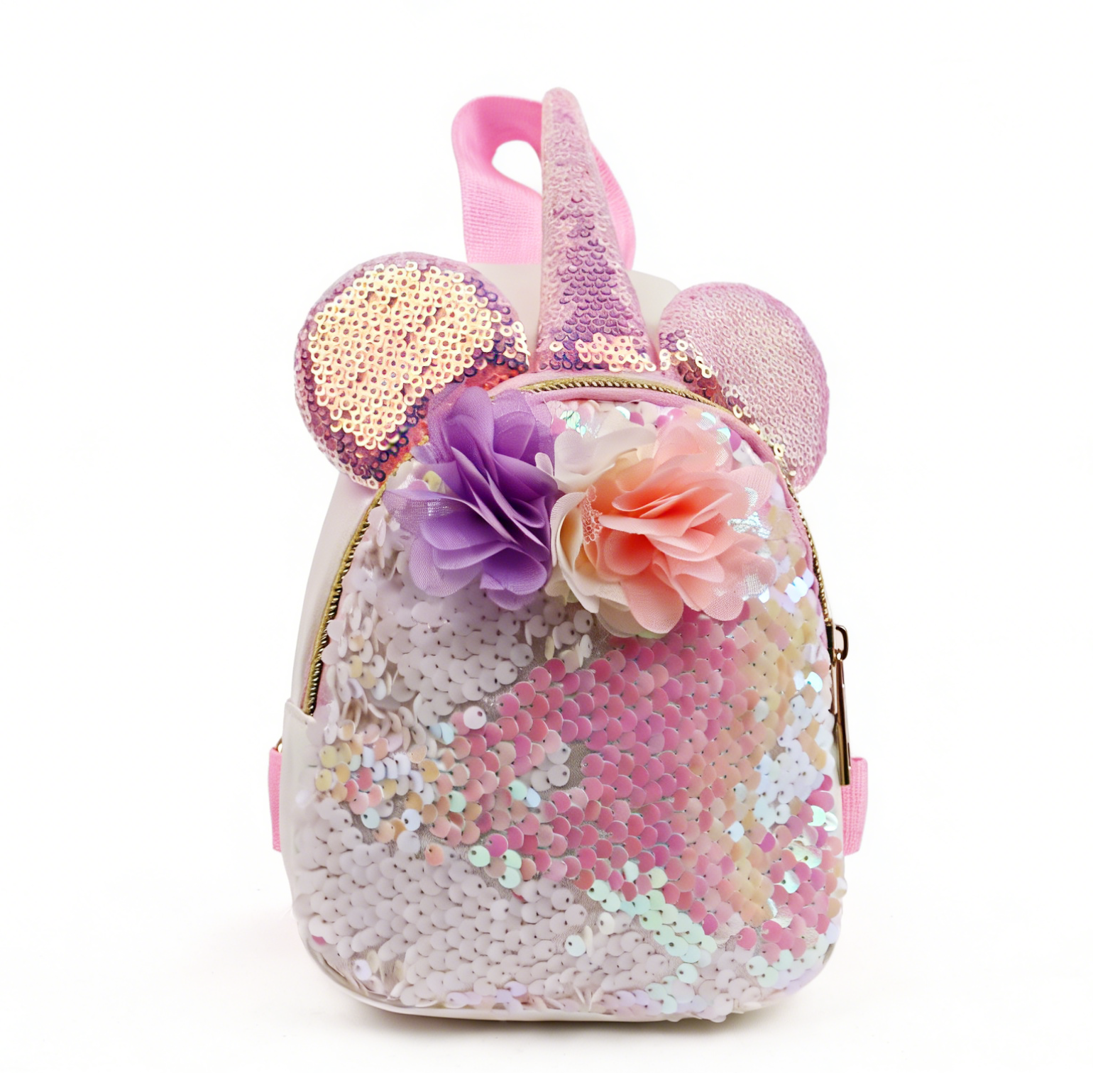 Girls Unicorn Iridescent Sequin Chest Bag, 3D Flower Princess Style Crossbody Pouch, Kids Travel Min