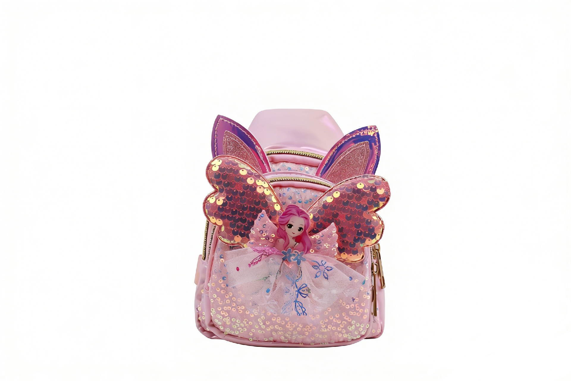 Girls Princess Doll Wing Sequin Chest Bag, 3D Tulle Bow Princess Style Crossbody Pouch, Kids Travel 